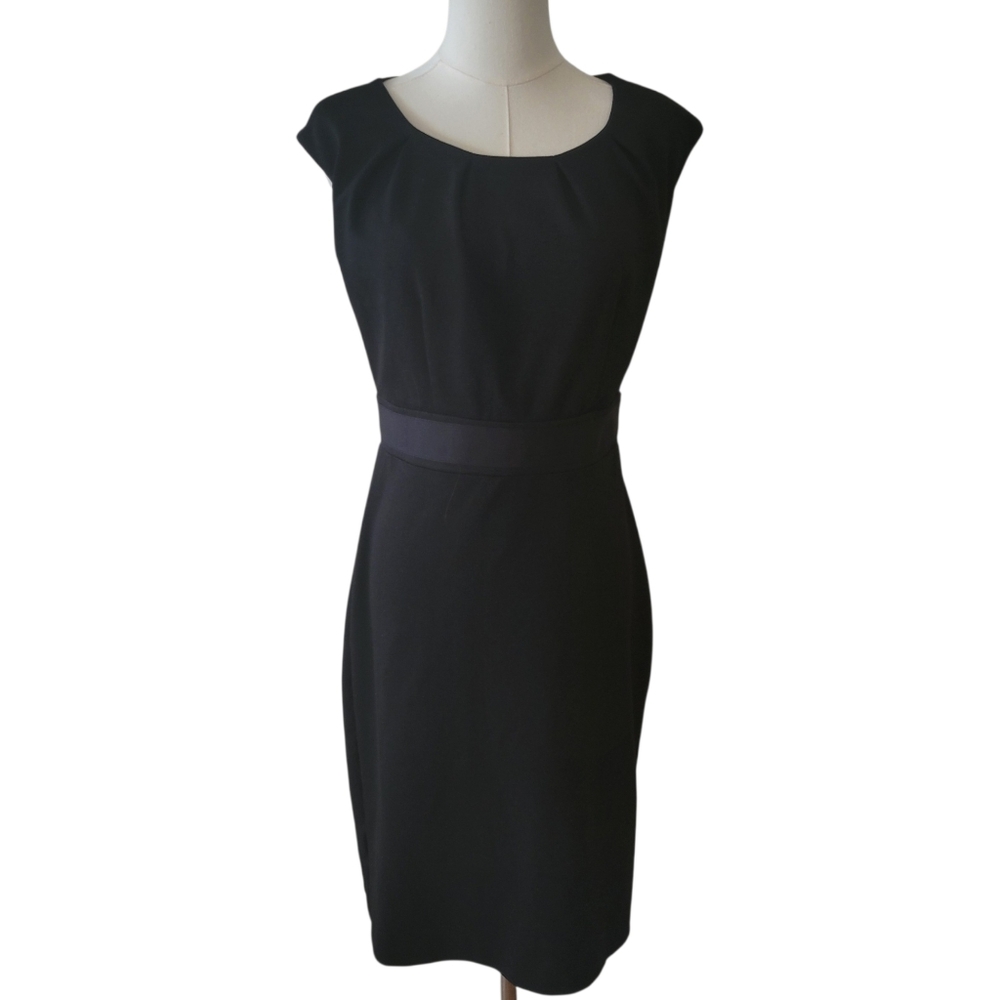 Ann Taylor Black Sleeveless Pleated Sheath Dress Size 0